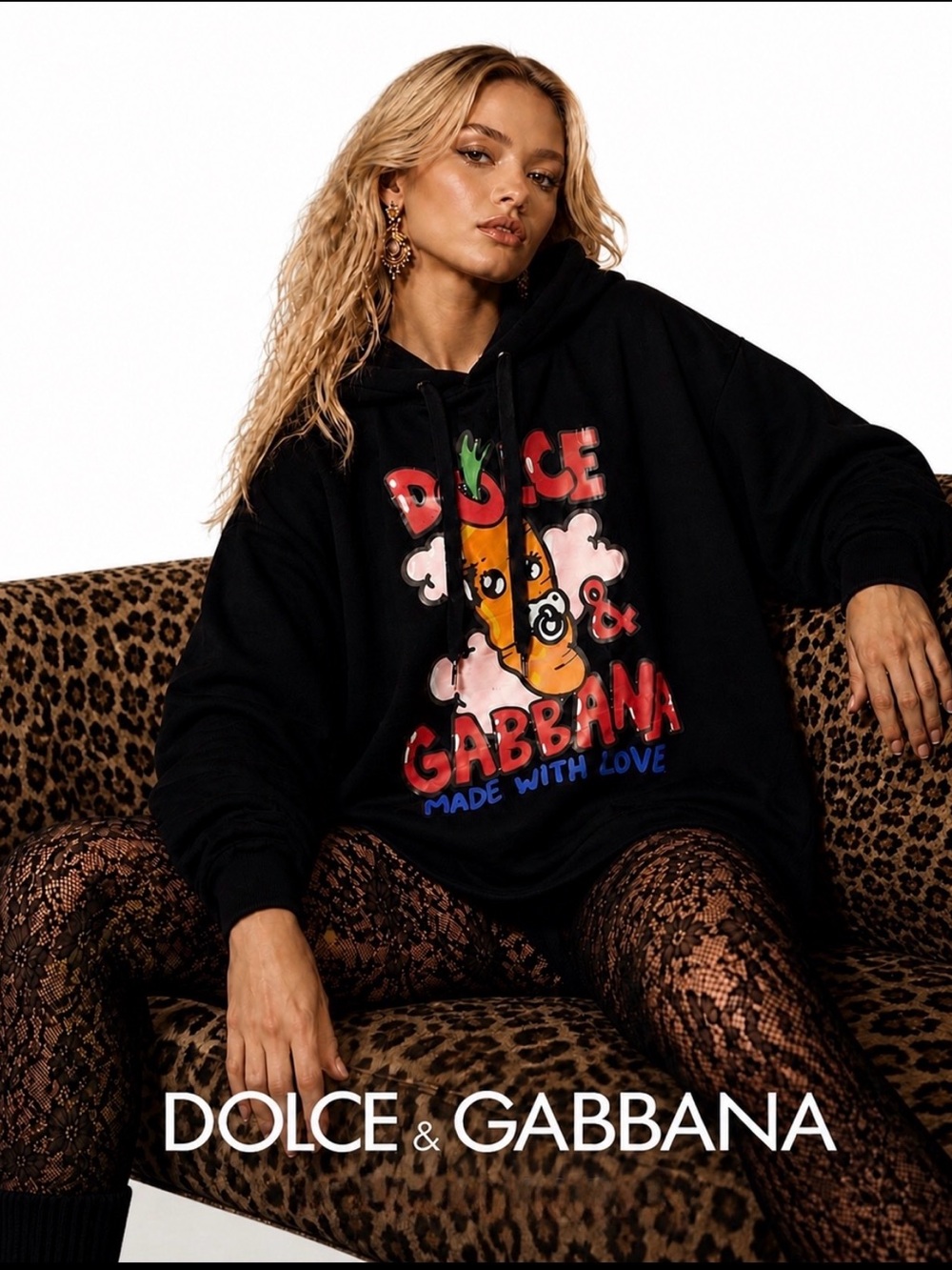 Dolce & Gabbana “Carrot” oversized black hoodie xsmall